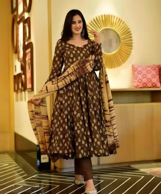 Hand - crafted Luxury Rayon Floral Kurta Set with Pant & Matching Dupatta with elegant handwork - LIBASTINO