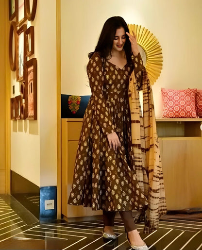 Hand - crafted Luxury Rayon Floral Kurta Set with Pant & Matching Dupatta with elegant handwork - LIBASTINO